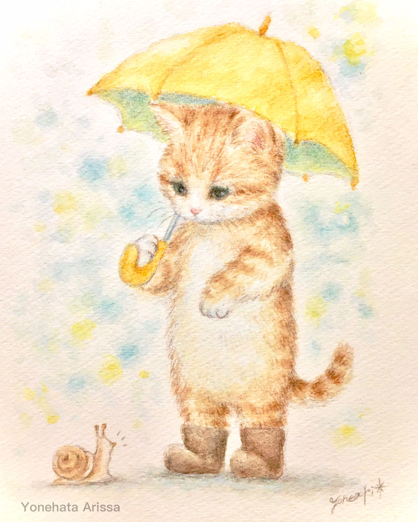 メイキング 水彩画作品 雨の日の出会い よねあり Com